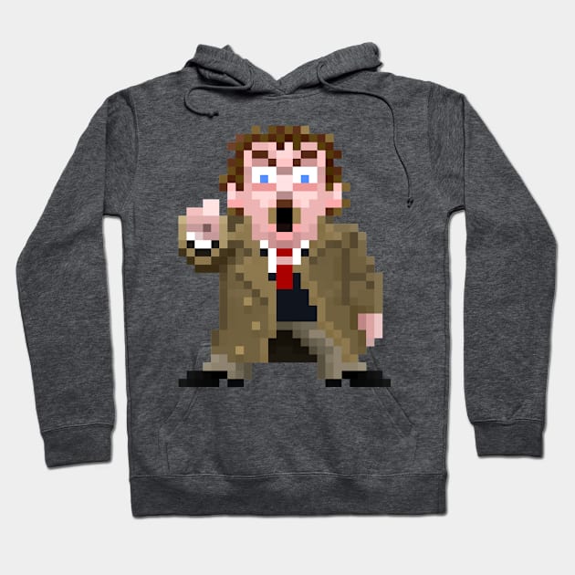 16-Bits Creepy Guy Points and Howls Hoodie by badpun